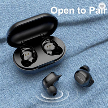Original QCY T9 TWS Mini Bluetooth Headphones Earphones Stereo Wireless Earbuds With QCY Exclusive APP Available black,Blach