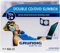 Grundig 42166468 Double Cd And Dvd Slimbox For, Pack Of 10