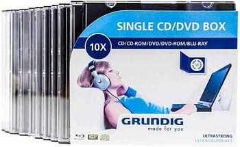 Grundig 42169482 Single Cd And Dvd Box, Pack Of 10