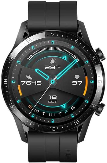Huawei Smart Watch GT 2 46mm Matte Black with Black Fluoroelastomer Strap (LTN-B19-BK)