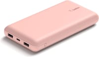 Belkin USB C Portable Power Bank 10000 mAh with 1 USB C Port and 2 USB A Ports for up to 15W Charging for iPhone, Android, AirPods, iPad, and More Rose Gold BPB011btRG 10K Pink