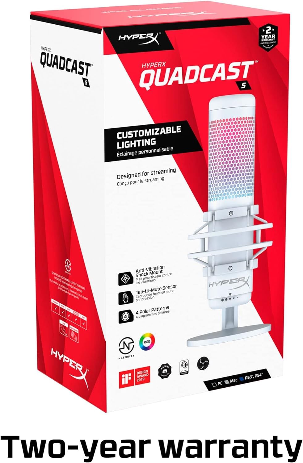 HyperX QuadCast S White, 519P0AA