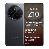 iQOO Z10 5G Smartphone, 8GB RAM, 128GB Storage, Snapdragon 7s Gen 3, 7300 mAh Battery, Stellar Black