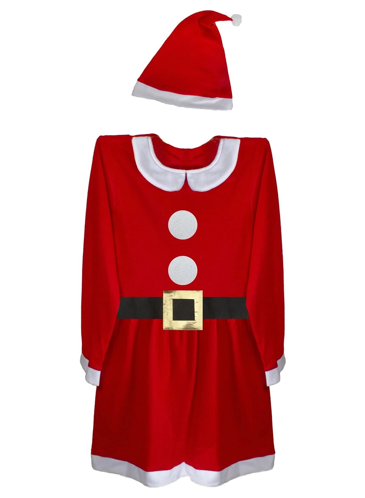 3 Piece Red and White Women's Mrs. Claus Costume Set Adult