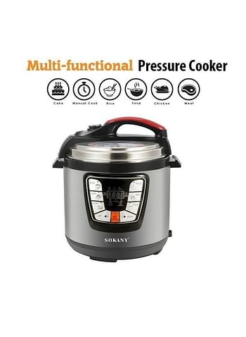 Sokany Multi Function Pressure Cooker, 6 Liters, 1000Watt Sk-2401 - Silver