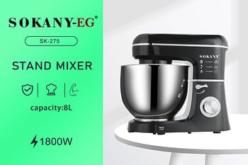 Sokany Kitchen Master Stand Mixer 8L-6 Speeds 1800 Watt Sk-275