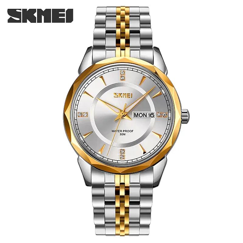 Skmei 9268 Luxury Quartz Movement Bussines Case Waterproof Watch For Men Silver/Gold/Silver