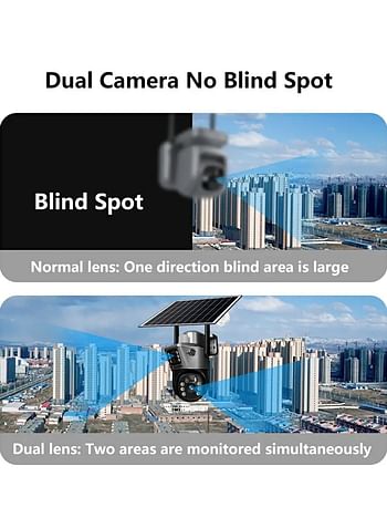 4G Dual Lens Dual Screen Battery CCTV with Motion Detection and Automatic Tracking, Surveillance Camera Wireless Solar Camera