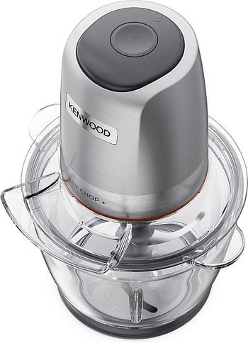 KENWOOD Stainless Steel Chopper 500W Electric Food Chopper with 1.2L SS Bowl 600ml working capacity Dripper Pro, Quad Blade, Storage Lid, Dual Speed, Spatula, Ice Crush Function CHP62.700SI - Silver