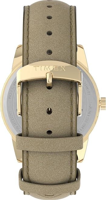 Timex Women's Easy Reader Date Leather Strap 38mm Watch Full Size - Light Gold, Cream