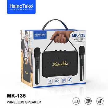 Haino Teko MK-135 Portable Wireless Speaker with Dual Microphones for Indoor and Outdoor