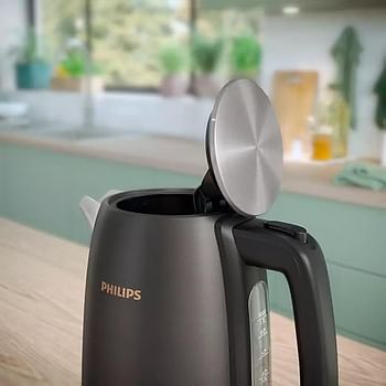 Philips 5000 Series Stainless Steel Kettle - 2200W, 1.7L, Spring Lid HD9352/31 - Black & Copper