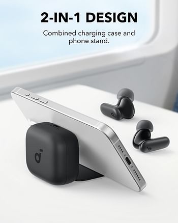 soundcore P30i by Anker Noise Cancelling Earbuds Strong and Smart Noise Cancelling Powerful Bass 45H Playtime 2-in-1 Case and Phone Stand IP54 Wireless Earbuds Bluetooth 5.4 App Control