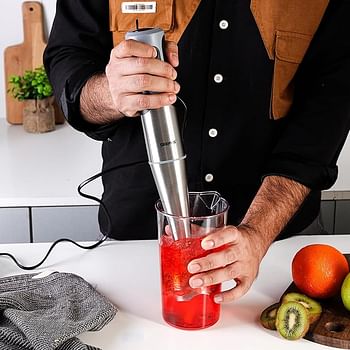 Geepas 700W Stainless Steel Hand Blender - 2 Speed Powerful Motor with Stainless Steel Blade & Removable Stick Ideal for Smoothies Shakes Baby Food & Fruits GHB5468