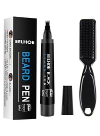 Beard Pencil Filler for Men, Male Mustache Repair Shape Beard Pen with Beard Brush (Dark Brown)