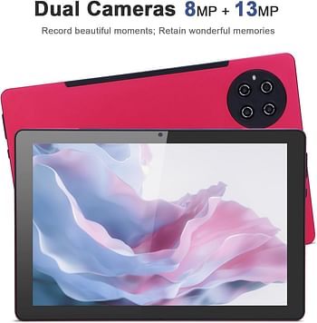 C idea 10 inch Tablet, Android 12.0 Tablet 8GB RAM+512GB ROM Storage 8MP+13MP Cameras 10000mAh Battery Dual SIM Slot 800x1280 IPS HD Touchscreen Tablet PC with Case&Keyboard/WIFI/5GLTE CM7800(Red)