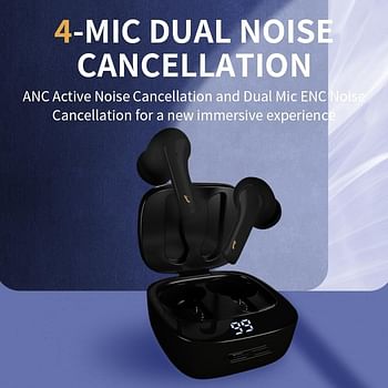 Netac LK-95A True Wireless ANC Earbuds BT 5.3+EDR Power Display Touch Control 30 Hours of Battery Life