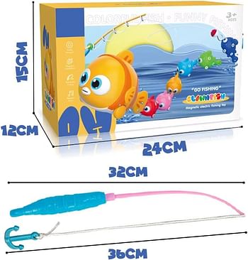 UKR Magnetic Electric Fishing Game Toy Set for Kids 7 Pc Clownfish Fishing With One Magnetic Fishing Rod Fun Fishing Toys for Toddlers and Kids Colorful Fish Toy for Boys & Girls