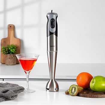 Geepas 700W Stainless Steel Hand Blender - 2 Speed Powerful Motor with Stainless Steel Blade & Removable Stick Ideal for Smoothies Shakes Baby Food & Fruits GHB5468