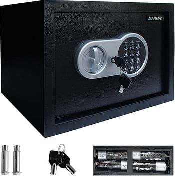 MAHMAYI OFFICE FURNITURE Seguri Digital Safe and Lock Boxes, Money Box, Safety Boxes For Home, Digital Safe Box, Steel Alloy Drop Safe Size: 20 CM - Oil Black