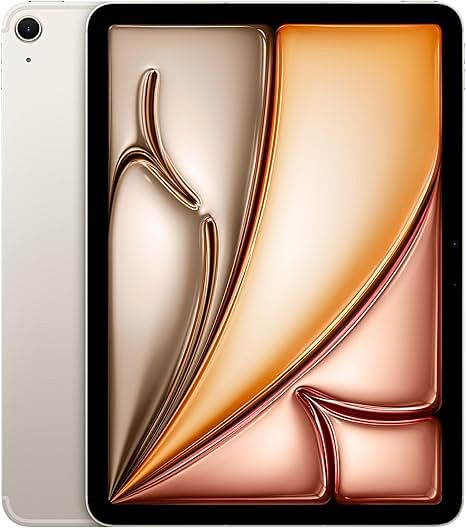 Apple iPad Air 11-inch (M2): Liquid Retina display, 128GB, Landscape 12MP Front Camera/12MP Back Camera, Wi-Fi 6E + 5G Cellular with eSIM, Touch ID, All-Day Battery Life - Starlight