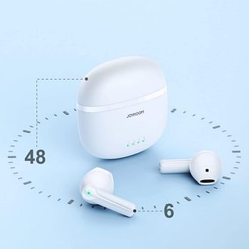 JOYROOM Airpod Dual-Mic ENC True Wireless Earphones 21 Hours of Battery Life, IPX4 Waterproof, Lightweight Half-In-Ear Design, and Dual-Mic ENC Call Noise Reduction for Clear Sound - White