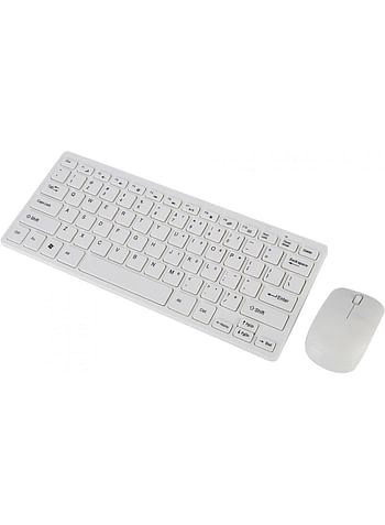 Wireless Keyboard Mouse 2.4GHz 78-key Mini Wireless NANO Receiver Keyboard Mouse Combo (White/Black)