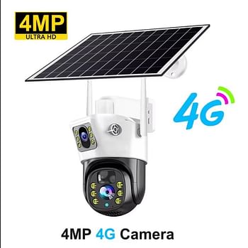 V380 Solar P6A Dual Lens 4G Sim Camera Solar Panel Outdoor Low Powered Cam Color Night Vision PIR Alarm Two Way Audio Solar CCTV IP Camera