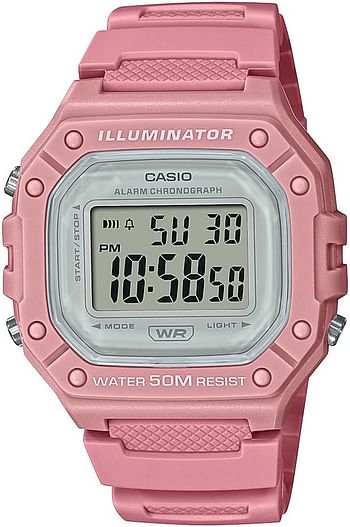 Casio Illuminator Alarm Chronograph Digital Sport Watch (Model W218HC-4AV) Pink Chronograph Digital