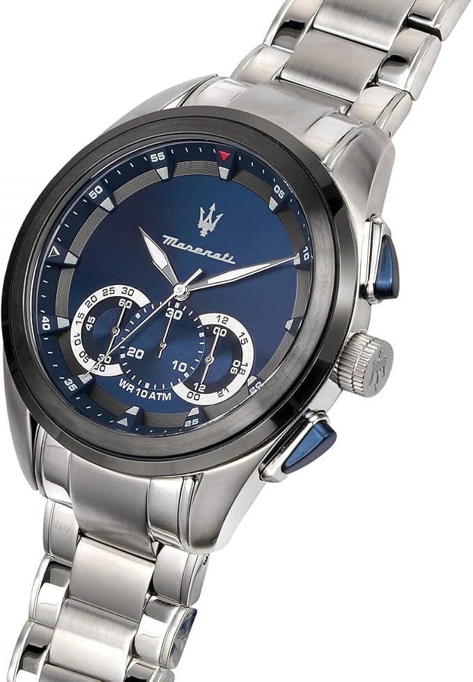 Maserati Watch Traguardo 45mm Chrono Blue Dial Steel Bracelet - R8873612014