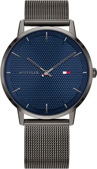 Tommy Hilfiger Men's Navy Dial Ionic Plated Grey 2 Steel Watch - 1791656