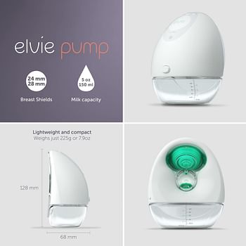 Elvie Single Electric Breast Pump | Wearable Electric Breast Pump (24mm/28mm Shields) | Smallest, Quietest, Smartest Breast Pump Electrical | Hands-Free Portable Breast Pump with App