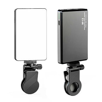 M12 Rechargeable Square Photography Phone Clip LED Fill Light Streaming Makeup Webcam Lighting Zoom Call Pocket Video Light