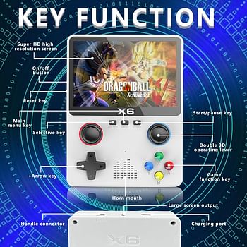 X6 Handheld Game Console, X6 Retro Game Console 15000+ Games, 3.5 inch Screen Mini Retro Game Console, Double 3D Joystick, X6 Game Console  Multicolor