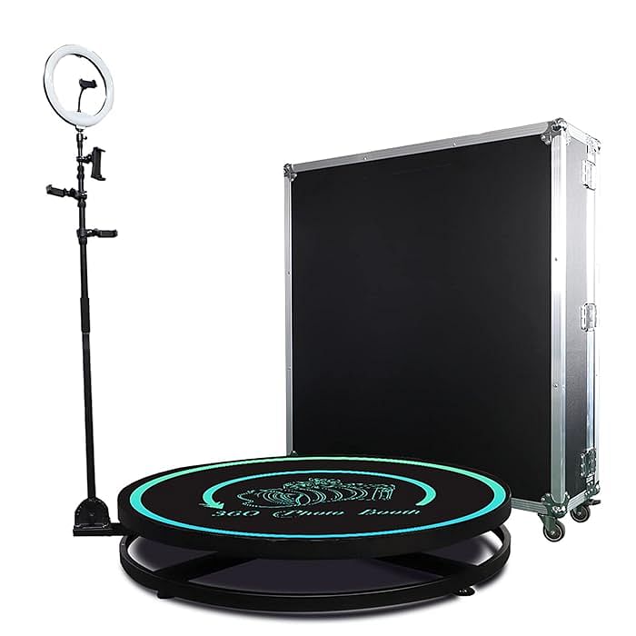 360 Photo Booth Machine Slow Motion Rotating PhotoBooth With an Adjustable Stand for Wedding Party Birthday Party Shows (Size : 80cm/31.5''+Flight Case)