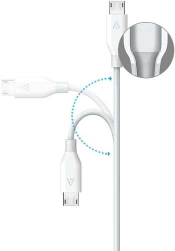 Anker Powerline Micro USB - Charging Cable, with Aramid Fiber and 5000+ Bend Lifespan for Samsung, Nexus, LG, Motorola, Android Smartphones and More (White, 6ft)