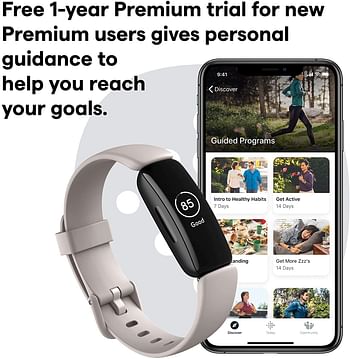 Fitbit Inspire 2, Health & Fitness Tracker with a Free 1-Year Fitbit Premium Trial, 24/7 Heart Rate & up to 10 Days Battery - Lunar White/Black