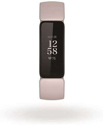 Fitbit Inspire 2, Health & Fitness Tracker with a Free 1-Year Fitbit Premium Trial, 24/7 Heart Rate & up to 10 Days Battery - Lunar White/Black