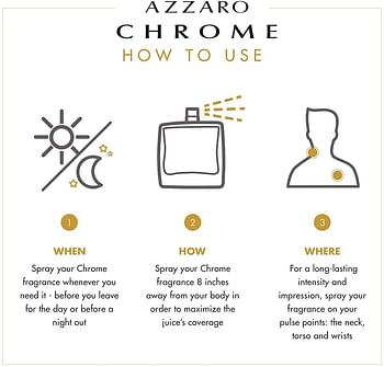 Azzaro Chrome for Men, 100 ml - EDT Spray Multi Color