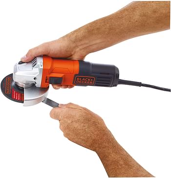 Black+Decker 650W 100mm Small Angle Grinder with Slider Switch & Side Handle , Orange/Black - G650-B5- Multicolor.