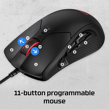 HyperX HX-MC005B Pulsefire Raid Gaming Mouse With Customizable RGB Lighting - Black