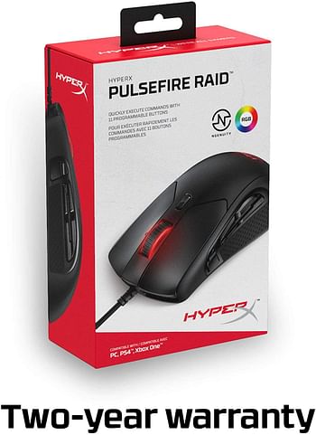 HyperX HX-MC005B Pulsefire Raid Gaming Mouse With Customizable RGB Lighting - Black