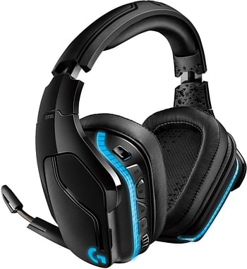 Logitech G935 Wireless Gaming Headset, 7.1 Surround Sound, DTS Headphone:X 2.0, 50mm Pro-G Drivers, 2.4 GHz, Flip-to-Mute Mic, Lightsync RGB, G-Keys, PC/Mac/Xbox One/PS4/Nintendo Switch - Black/Blue