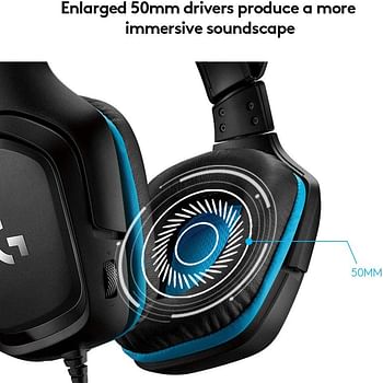 Logitech G432 Wired Gaming Headset, 7.1 Surround Sound, DTS Headphone:X 2.0, 50 mm Audio Drivers, USB and 3.5 mm Audio Jack, Flip-to-Mute Mic, Lightweight, PC/Mac/Xbox One/PS4/Nintendo Switch - Black/G432/Black