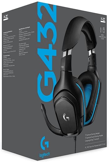 Logitech G432 Wired Gaming Headset, 7.1 Surround Sound, DTS Headphone:X 2.0, 50 mm Audio Drivers, USB and 3.5 mm Audio Jack, Flip-to-Mute Mic, Lightweight, PC/Mac/Xbox One/PS4/Nintendo Switch - Black/G432/Black