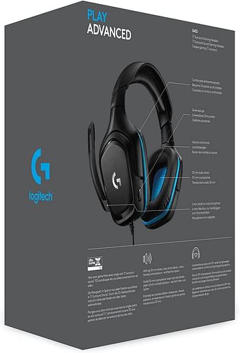 Logitech G432 Wired Gaming Headset, 7.1 Surround Sound, DTS Headphone:X 2.0, 50 mm Audio Drivers, USB and 3.5 mm Audio Jack, Flip-to-Mute Mic, Lightweight, PC/Mac/Xbox One/PS4/Nintendo Switch - Black/G432/Black