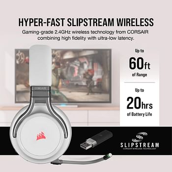 CORSAIR VIRTUOSO RGB WIRELESS High-Fidelity Gaming Headset, White, CA-9011186-NA