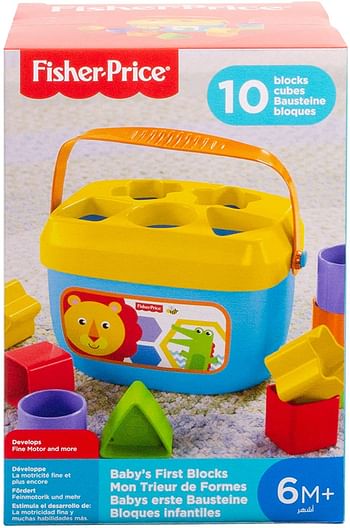 ​Fisher-Price Baby's First Blocks, set of 10 blocks for classic stacking and sorting play FFC84 - Multicolor.