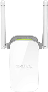 D-Link Wireless N300 Universal Range Extender, Wall Plug Design, 2 External antennas with 1 RJ-45 port, 1KV Surge / 6KV ESD Protection, UK Plug - White