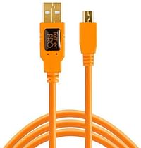 كابل TtherPro USB 2.0 إلى Mini-B بخمسة دبابيس، 15 بوصة (4.6 مم) عالي الوضوح، برتقالي